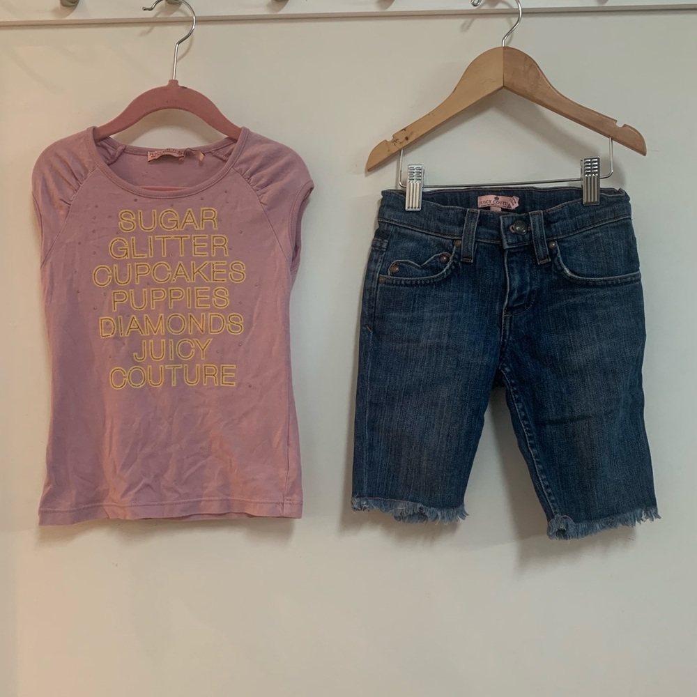 Juicy Couture Heart Trimmed Denim Shirt and Glittery Tank
